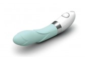 Голубой вибратор с лепестками на тельце Iris Blue - 22 см.