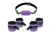 Набор Purple Pleasure Set: наручники, наножники и кляп