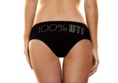 Трусики-слип с надписью стразами 100% DTF, S-M, черный