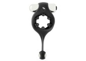 Чёрное эрекционное виброкольцо c шариком и магнитами Vibrating Endless Cockring Magnet
