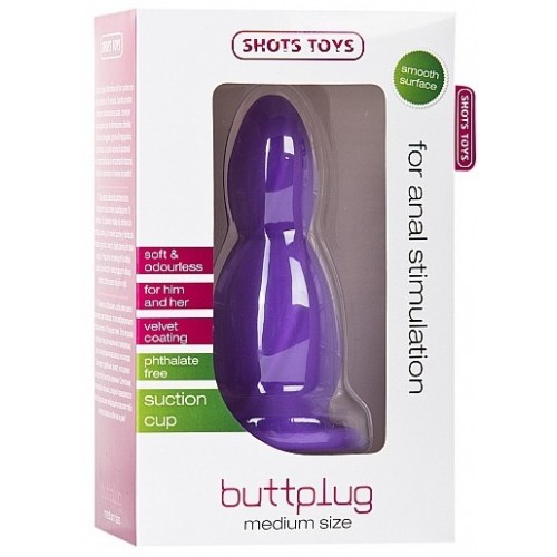 Фиолетовая анальная втулка Medium Buttplug среднего размера - 10,5 см.