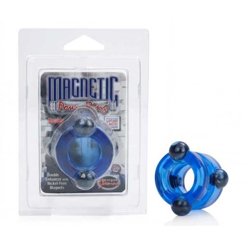 Голубое двойное эрекционное кольцо с магнитами Magnetic Power Ring