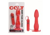 Анальная вибропробка с хребтом COLT EASY FLEX GLIDER на присоске красного цвета