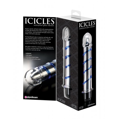 Стеклянный вибростимулятор ICICLES № 20 - 17,8 см.