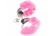 Металлические наручники Furry Love Cuffs с розовым мехом