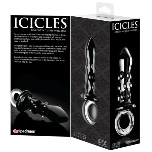 Стеклянный анальный стимулятор ICICLES №37 - 16 см.