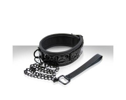 Черный ошейник SINFUL COLLAR с цепью-поводком