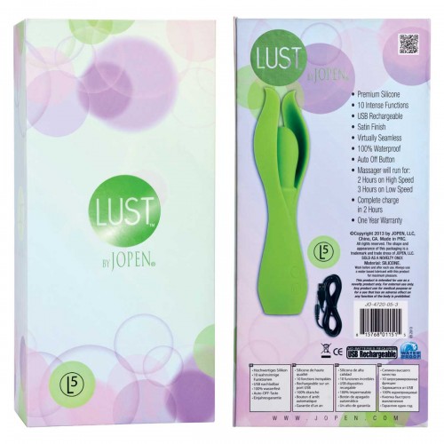 Малый зеленый вибратор с лепестками Lust by JOPEN L5