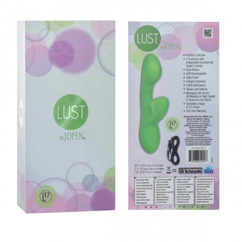 Зеленый вибратор Lust by JOPEN L17