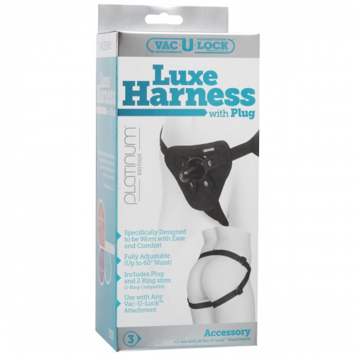Трусики Luxe Harness Black с насадкой