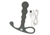 Серый анальный вибромассажер EMBRACE BEADED PROBE GREY