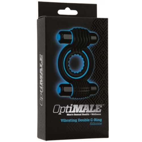 Эрекционное кольцо с вибростимуляторами OPTIMALE Vibrating Double C-Ring 