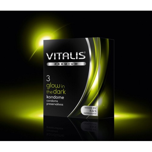 Свеящиеся в темноте презервативы VITALIS premium №3 Glow in the dark - 3 шт.