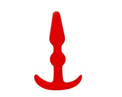 Красная анальная втулка T-SHAPE SILICONE BUTT PLUG RED - 8,9 см.