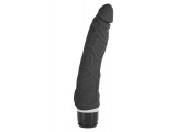 Чёрный силиконовый вибратор CLASSIC SLIM - 21 см.