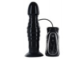 Чёрный анальный стимулятор с вибрацией THRUSTING BLACK - 17,5 см.