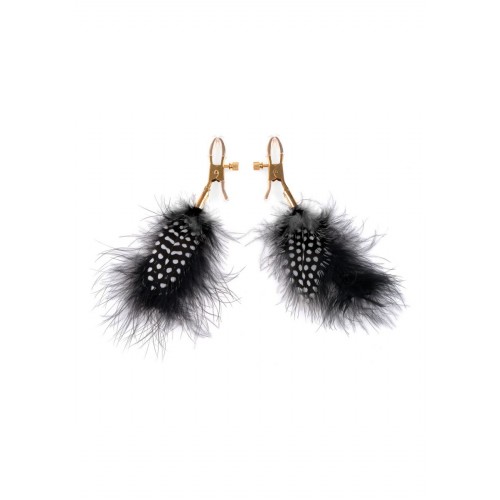 Зажимы на соски с пёрышками GOLD DELUXE FEATHER CLAMPS