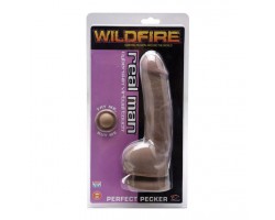 Коричневый фаллоимитатор на присоске Wildfire Real Man CyberSkin Perfect Pecker Dark - 20 см.