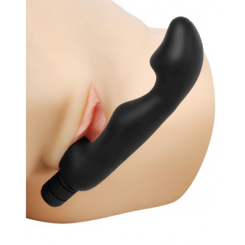 Безремневый черный страпон со стимуляцией G-точки Karma Strapless G-Spot Vibe - 16,5 см.
