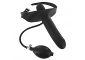 Черный надувной кляп-страпон Inflatable Gag with Dildo - 14,5 см.