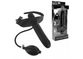 Черный надувной кляп-страпон Inflatable Gag with Dildo - 14,5 см.