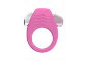 Розовое эрекционное кольцо с вибрацией Stylish Soft Touch C-ring 