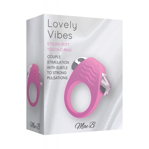 Розовое эрекционное кольцо с вибрацией Stylish Soft Touch C-ring 