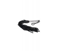 Черная кожаная плеть с металлической рукоятью Leather Whip Metal - 50 см.