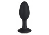 Чёрная анальная втулка с кристаллом Diamond Silicon Plug Small - 8,5 см.