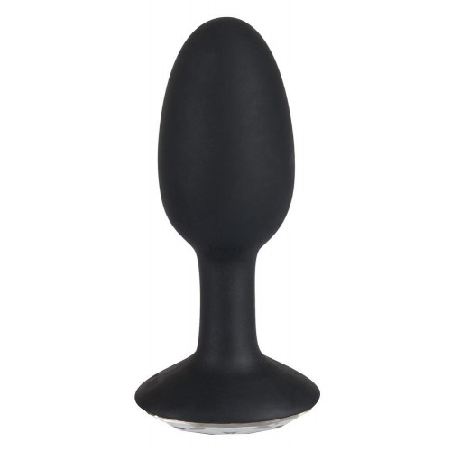Чёрная анальная втулка с кристаллом Diamond Silicon Plug Small - 8,5 см.