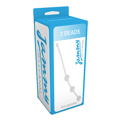 Прозрачная анальная цепочка JAMMY JELLY ANAL 3 BEADS CRYSTALL - 15 см.