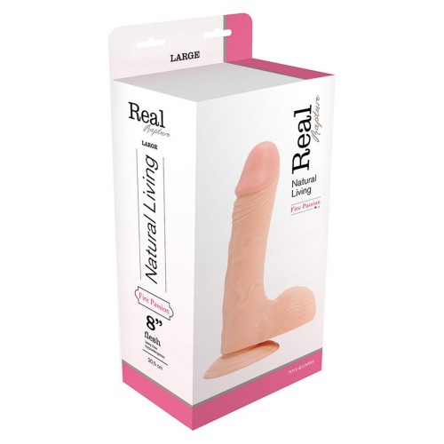 Телесный фаллоимитатор с мошонкой DILDO REAL RAPTURE - 23 см.