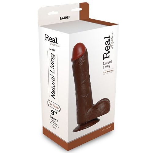 Коричневый фаллоимитатор-гигиант REALISTIC DILDO REAL RAPTURE - 25,5 см.
