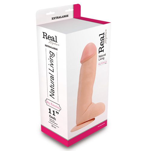 Телесный фаллоимитатор REALISTIC DILDO REAL RAPTURE на присоске - 31,3 см.