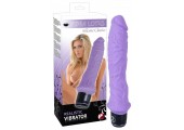 Фиолетовый реалистичный вибромассажёр с венками Vibra Lotus - 25 см.