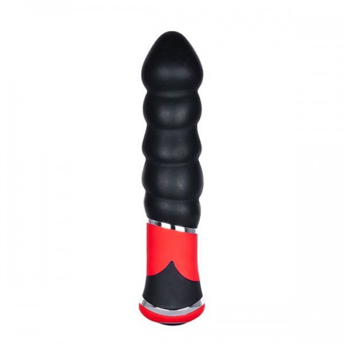 Чёрный силиконовый вибромассажёр для анальной стимуляции BOOTYFUL RIBBED VIBE - 11 см.