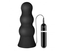 Чёрная анальная втулка большого размера с вибрацией MENZSTUFF VIBRATING BUTTCRASHER PAWN - 20 см.