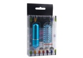 Голубая вибропуля с нежной насадкой POWERFUL MINI MASSAGER W. SLEEVE