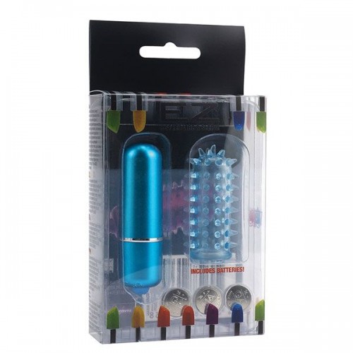Голубая вибропуля с нежной насадкой POWERFUL MINI MASSAGER W. SLEEVE