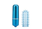Голубая вибропуля с нежной насадкой POWERFUL MINI MASSAGER W. SLEEVE