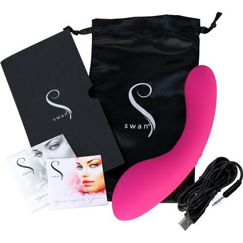 Многофункциональный двусторонний вибромассажер Swan Wand Recharge - 23,5 см.