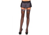 Чулки с широкой каймой Sheer Stay Up With Striped Top, S-M-L, черный