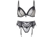 Комплект белья STRAPPY BRA   GARTER SET из 3 предметов, S-M, черный