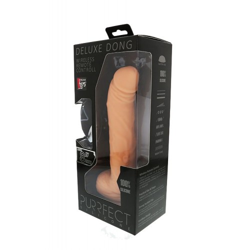 Телесный вибратор с присоской и дистанционным управлением PURRFECT SILICONE DELUXE REMOTE VIBE 8IN - 20 см.