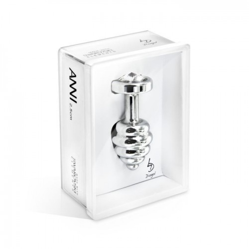 Серебристый анальный плаг с винтовым рельефом ANNI Ano silver plated T1 - 5 см.