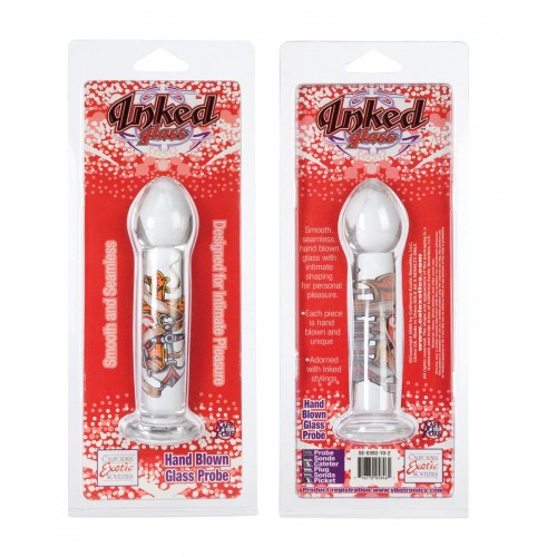 Стеклянная анальная пробка Inked Glass - Probe - 15 см.