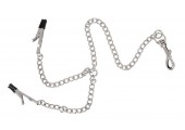 Зажимы для сосков, соединённые с эрекционным кольцом Y-Kette mit Klemmen   Penisringen