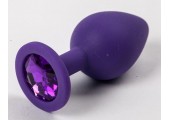Фиолетовая силиконовая пробка с фиолетовым кристаллом - 9,5 см.
