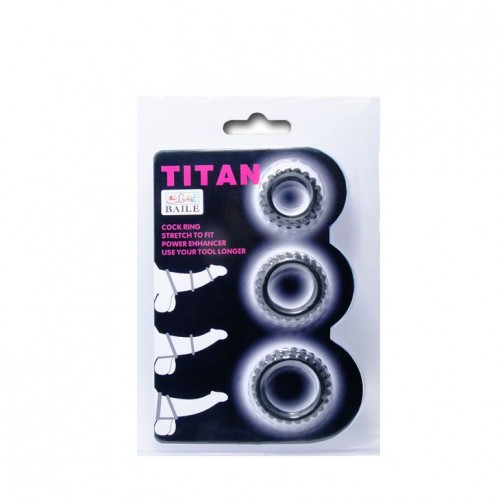 BI-210143 / Набор из 3х ребристых эреционных колец TITAN
