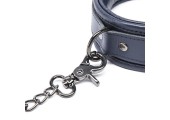 Тёмно-синий кожаный ошейник с поводком DARKER LIMITED COLLECTION COLLAR   CHAIN